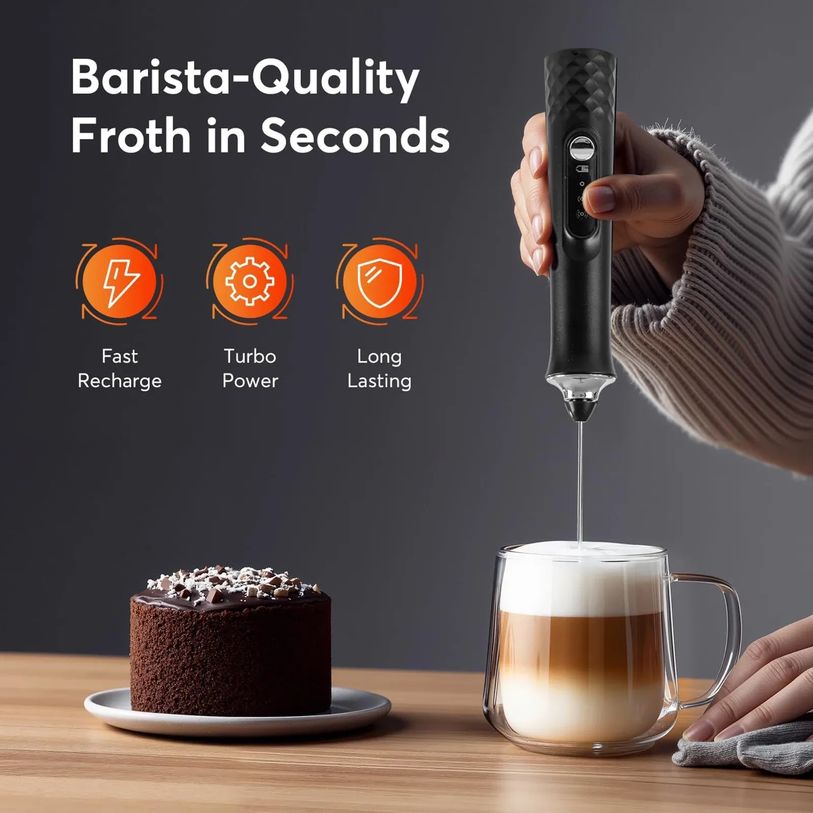 Mousseur à lait électrique rechargeable et portatif pour café latte 5