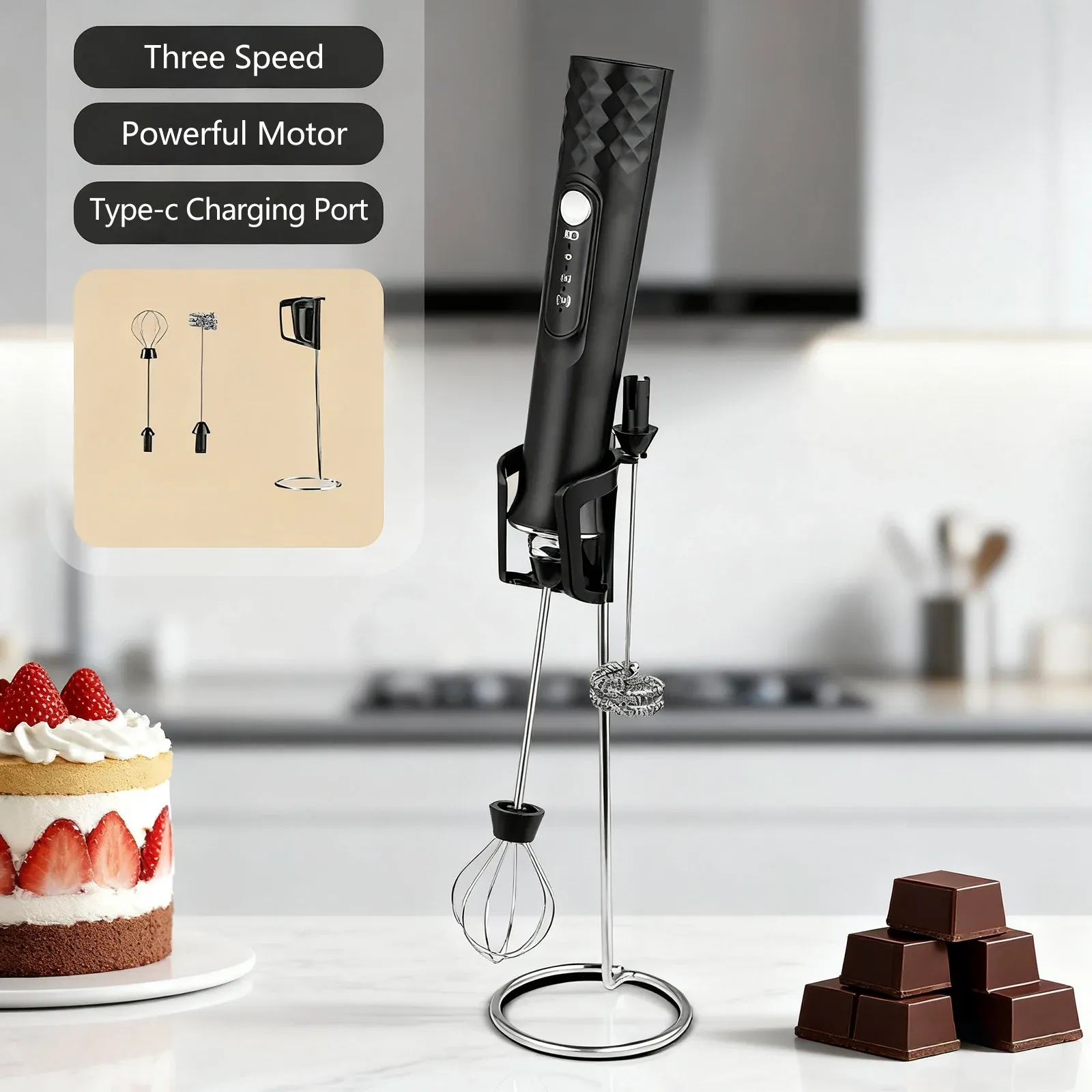 Mousseur à lait électrique rechargeable et portatif pour café latte 7