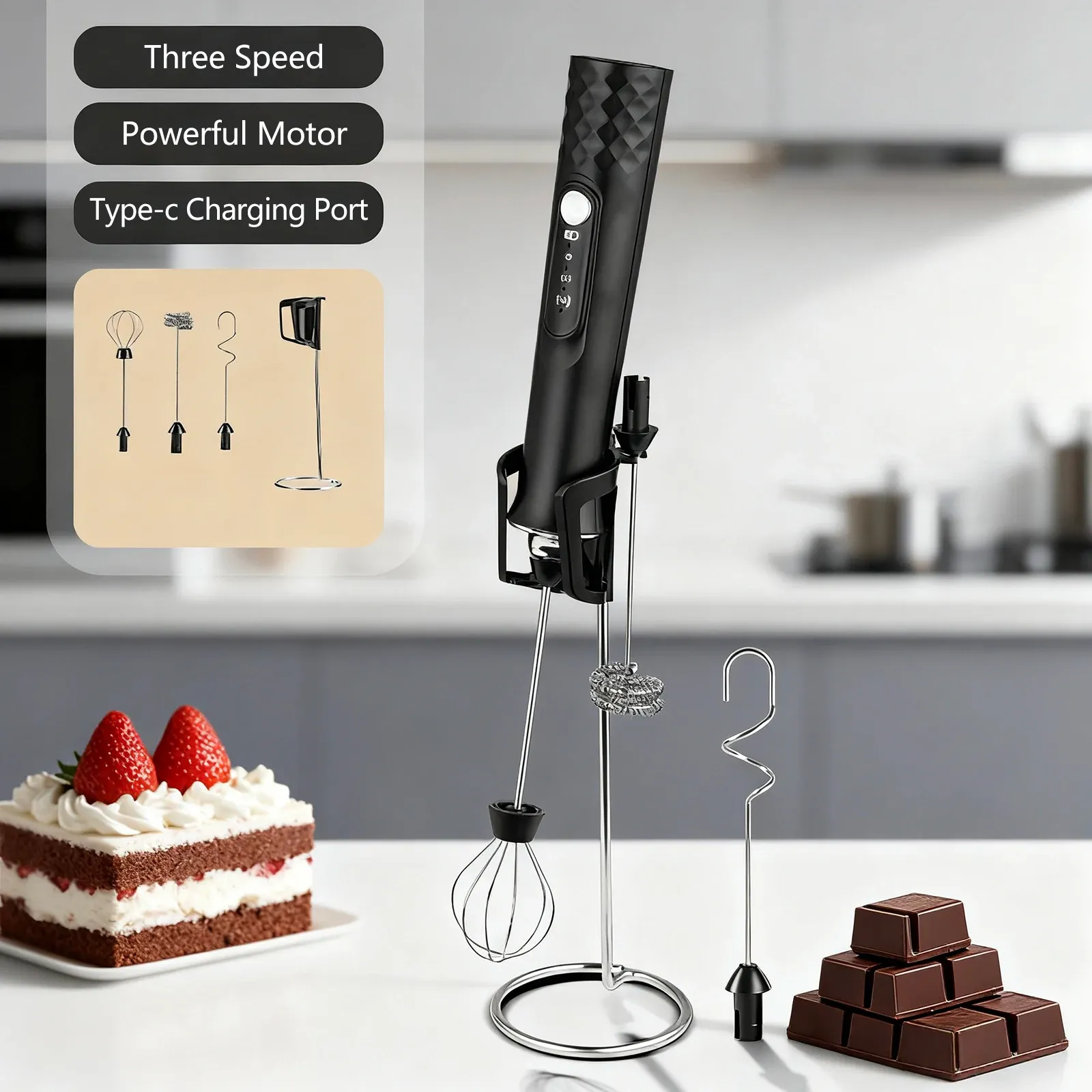 Mousseur à lait électrique rechargeable et portatif pour café latte 9