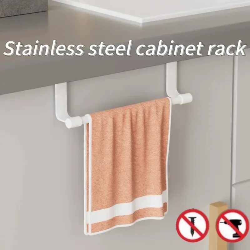 Porte-serviettes à suspendre sans perçage pour cuisine, organisateur de rangement pour porte d'armoire - Image 1