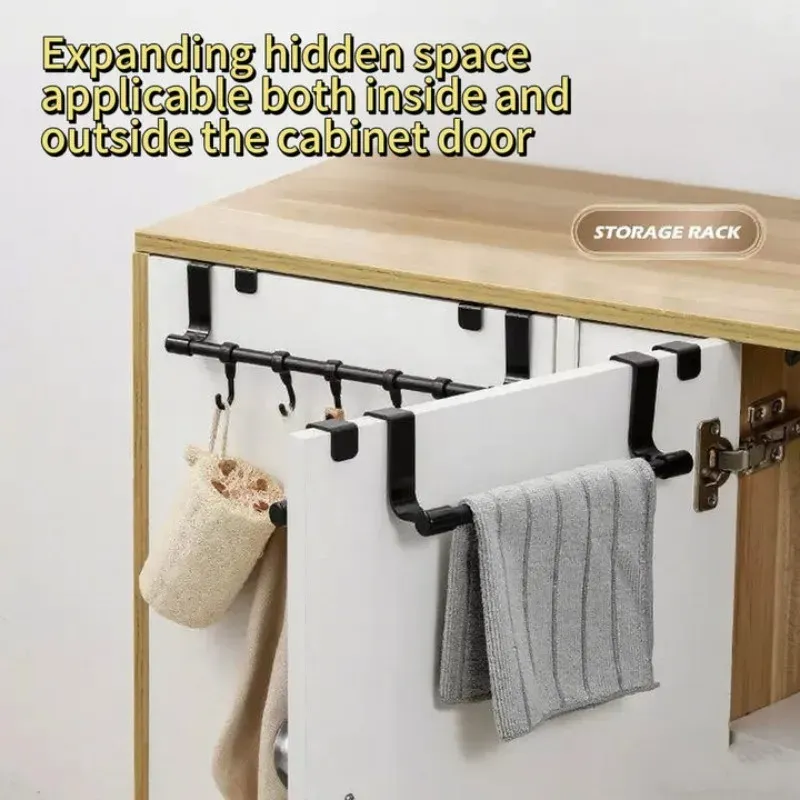 Porte-serviettes à suspendre sans perçage pour cuisine, organisateur de rangement pour porte d'armoire 5