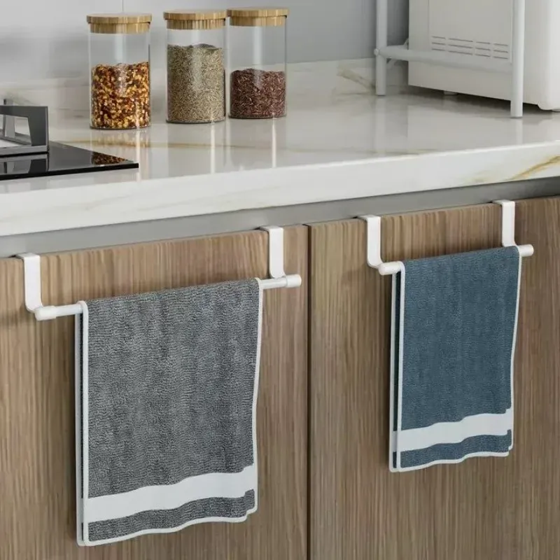 Porte-serviettes à suspendre sans perçage pour cuisine, organisateur de rangement pour porte d'armoire 6