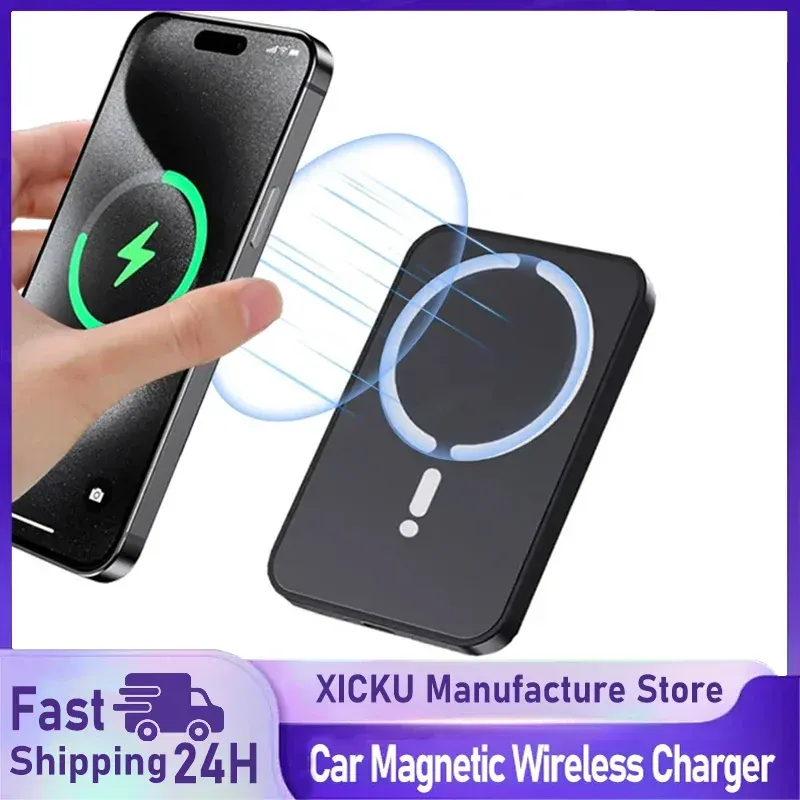 Support de téléphone magnétique sans fil pour grille d'aération de voiture avec charge rapide compatible iPhone MagSafe Pro Max