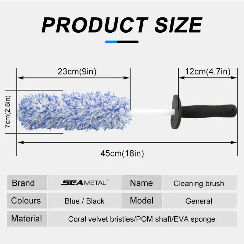 SEAMETAL – Brosse de lavage pour voiture en microfibre, gant de nettoyage avec poignée en plastique, brosse pour jantes, gant de nettoyage absorbant double face, outil de lavage automobile 2