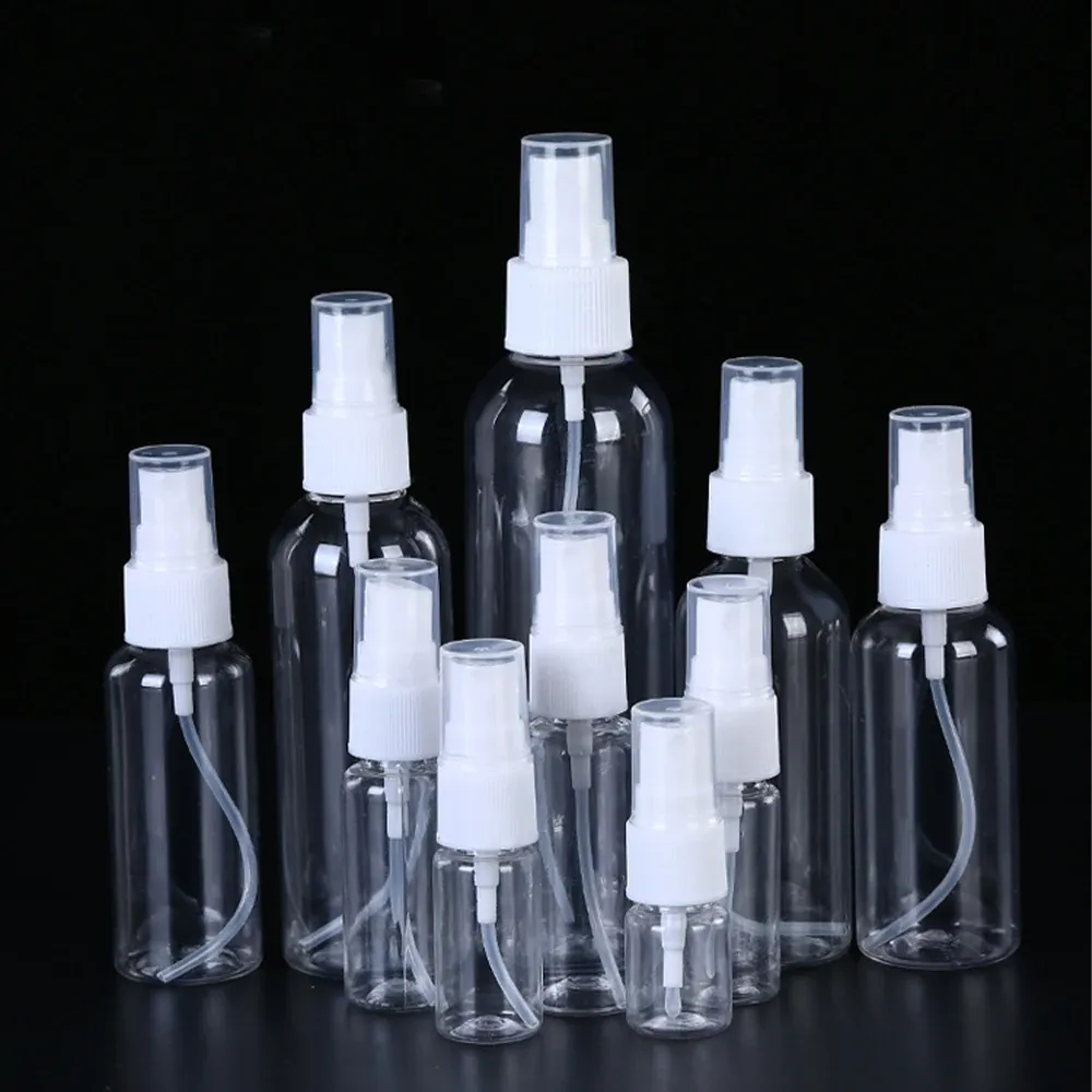 Flacon pulvérisateur transparent en plastique – Atomiseur portable pour alcool et cosmétiques – Lot de 50, 20 ml, 30 ml, 50 ml, 100 ml 3