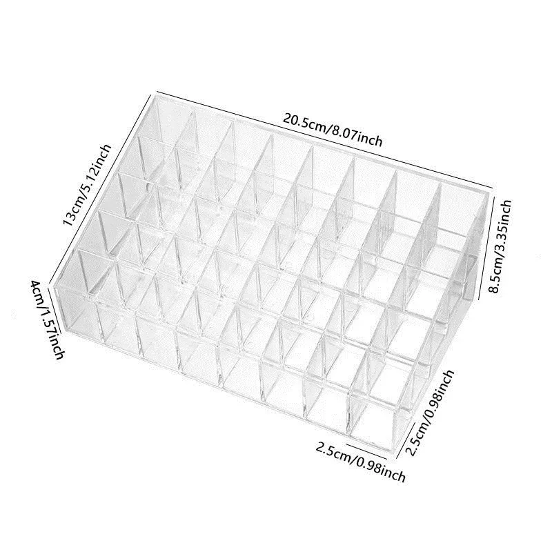 Organisateur de bureau transparent à 40 compartiments pour maquillage, vernis à ongles et rouge à lèvres – Présentoir en plastique - Image 1