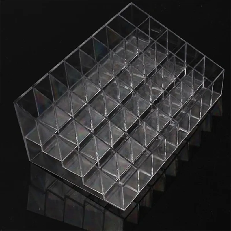 Organisateur de bureau transparent à 40 compartiments pour maquillage, vernis à ongles et rouge à lèvres – Présentoir en plastique 7