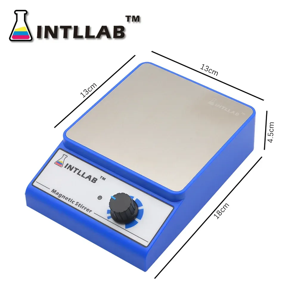 INTLLAB Agitateur magnétique avec barre d'agitation, 3000 tr/min, capacité max. 3000 ml, base antidérapante résistante aux produits chimiques pour laboratoire 2
