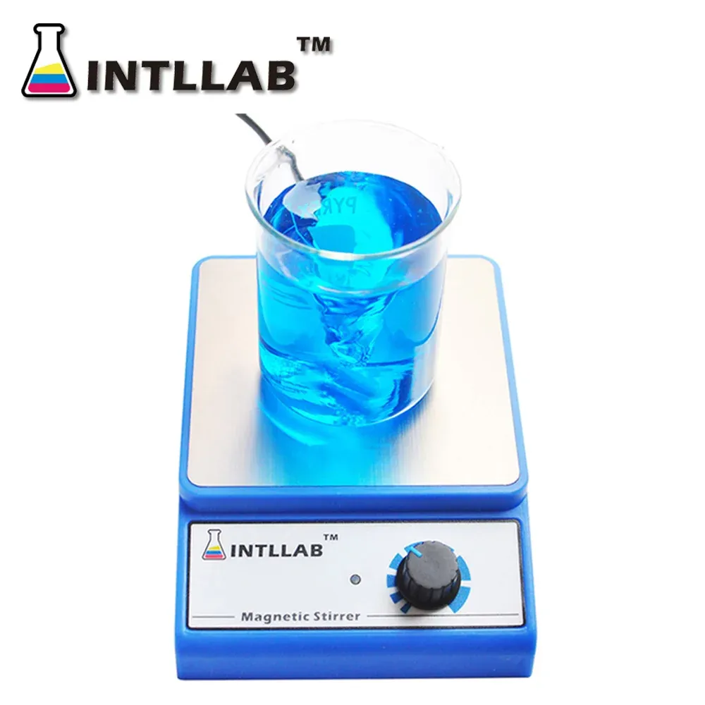 INTLLAB Agitateur magnétique avec barre d'agitation, 3000 tr/min, capacité max. 3000 ml, base antidérapante résistante aux produits chimiques pour laboratoire - Image 1