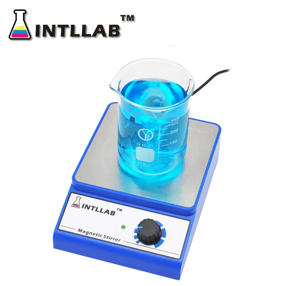INTLLAB Agitateur magnétique avec barre d'agitation, 3000 tr/min, capacité max. 3000 ml, base antidérapante résistante aux produits chimiques pour laboratoire 6