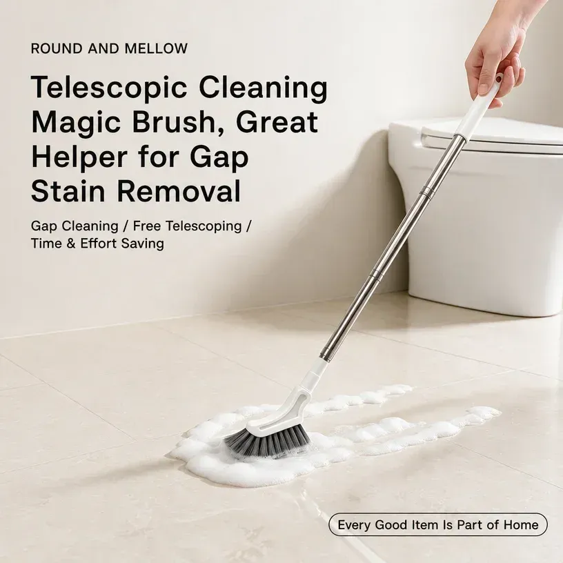 Brosse de nettoyage télescopique à long manche, idéale pour les espaces étroits, les rails de fenêtres, les joints de carrelage, la salle de bain et la cuisine. 4