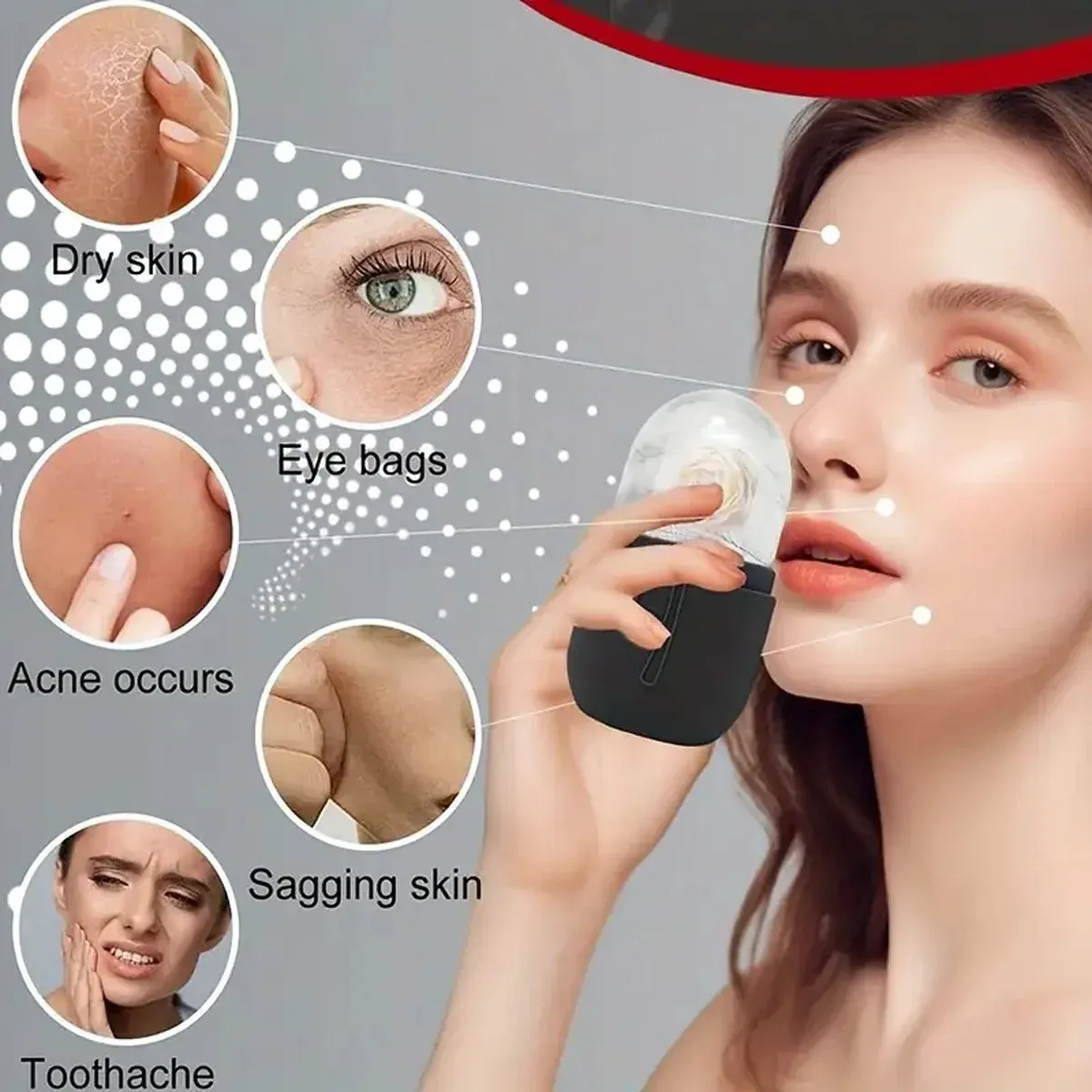 Ensemble de rouleaux faciaux en glace (1, 2 ou 3 pièces) avec moule Gua Sha, outil de massage du visage 2