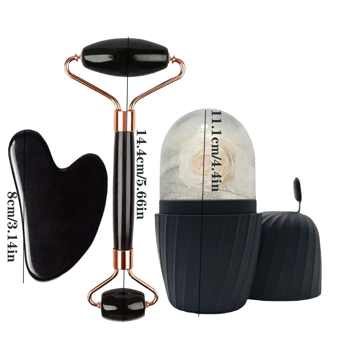 Ensemble de rouleaux faciaux en glace et outil Gua Sha
