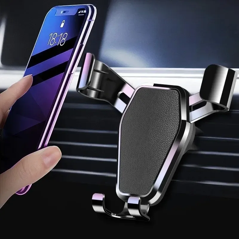 Support universel de téléphone à gravité pour voiture, fixation sur grille d'aération, compatible iPhone et Samsung