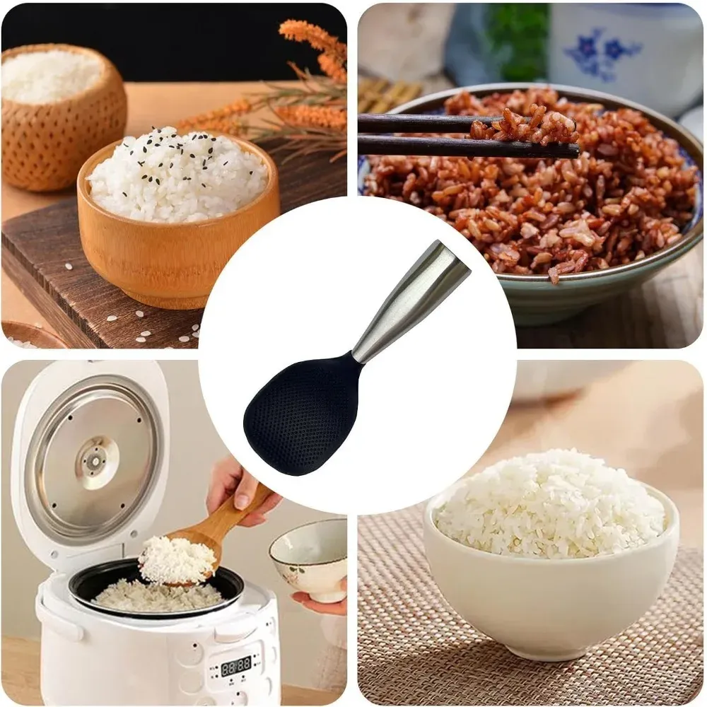 Cuillère en silicone à manche inox, qualité alimentaire, antiadhésive et résistante à la chaleur 2