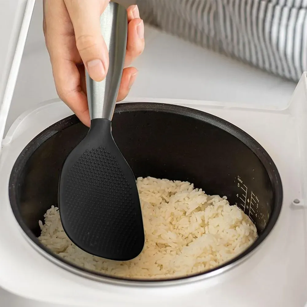Cuillère en silicone à manche inox, qualité alimentaire, antiadhésive et résistante à la chaleur 3