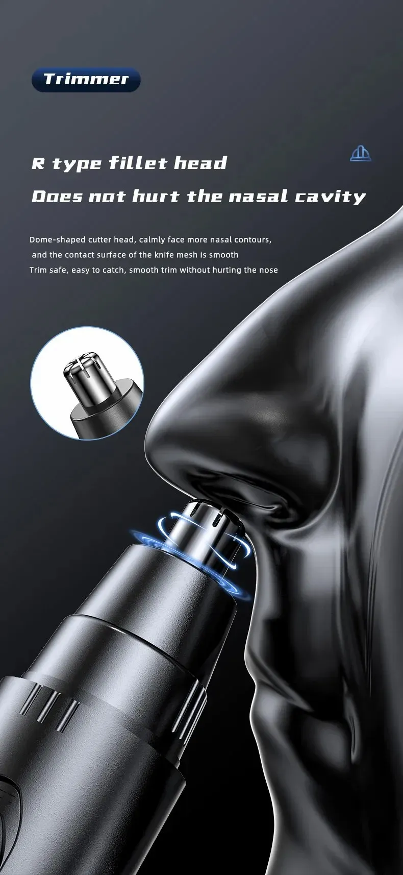 Tondeuse électrique pour le nez en utilisation