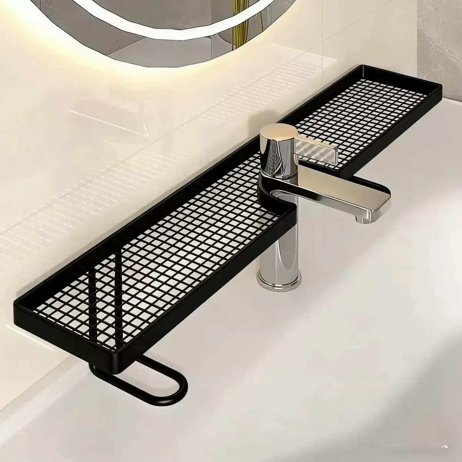 Égouttoir d'évier autoportant en acier au carbone, sans perçage, étagère de rangement pour robinet, drainage facile, nouveau modèle - Image 1
