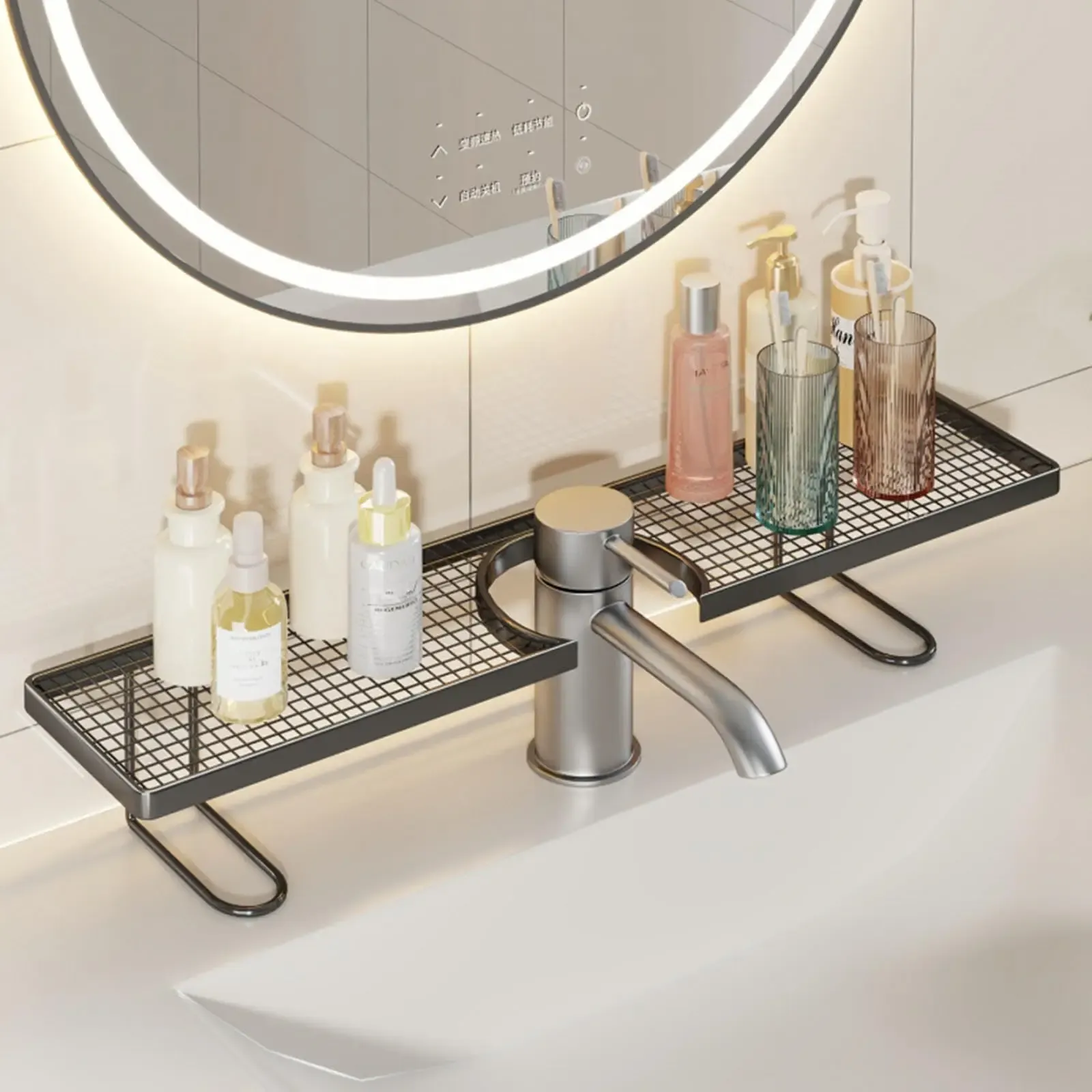 Égouttoir d'évier autoportant en acier au carbone, sans perçage, étagère de rangement pour robinet, drainage facile, nouveau modèle 2