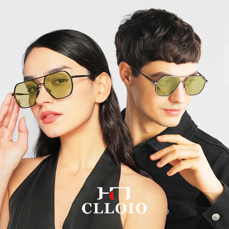 Lunettes de soleil photochromiques polarisées CLLOIO carrées en aluminium, anti-éblouissement, vision jour et nuit, protection UV400, pour hommes et femmes, idéales pour la conduite 2