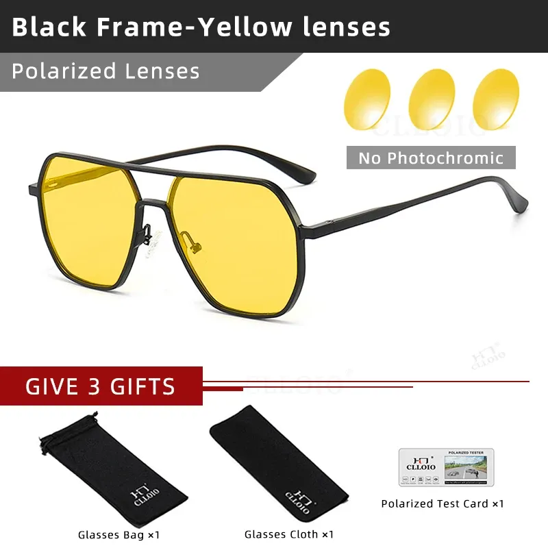 Lunettes de soleil photochromiques polarisées CLLOIO carrées en aluminium, anti-éblouissement, vision jour et nuit, protection UV400, pour hommes et femmes, idéales pour la conduite 14