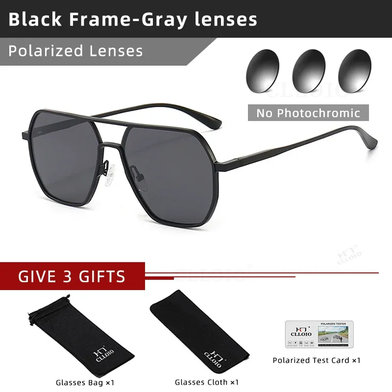 Lunettes de soleil photochromiques polarisées CLLOIO carrées en aluminium, anti-éblouissement, vision jour et nuit, protection UV400, pour hommes et femmes, idéales pour la conduite 11