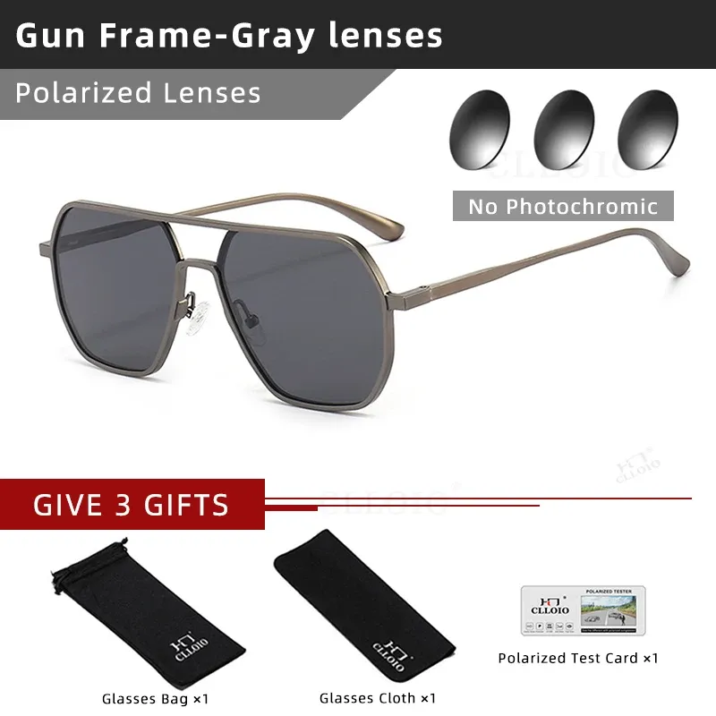 Lunettes de soleil photochromiques polarisées CLLOIO carrées en aluminium, anti-éblouissement, vision jour et nuit, protection UV400, pour hommes et femmes, idéales pour la conduite 7
