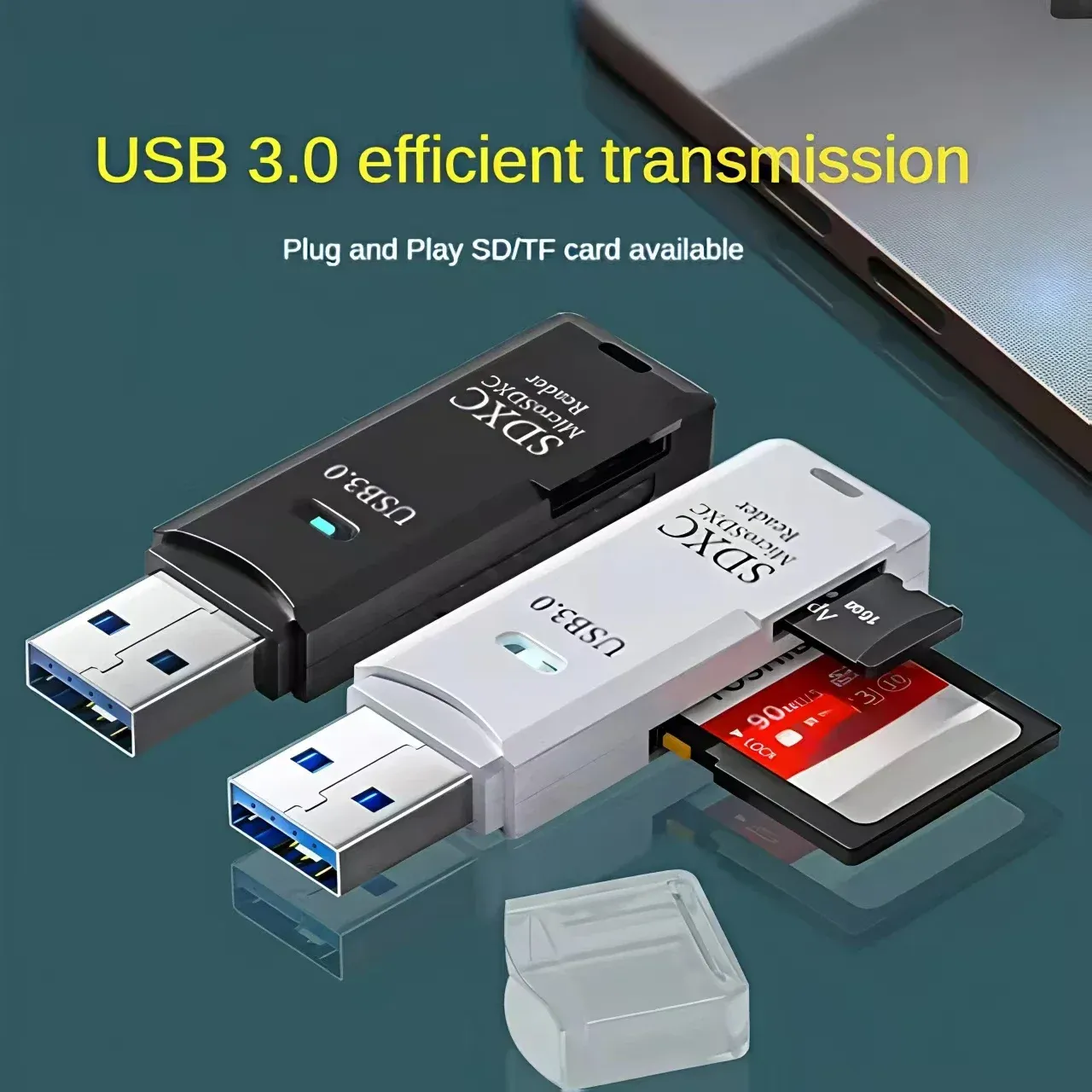 Lecteur de cartes USB 3.0 2 en 1, lecteur de cartes micro TF et SD, adaptateur USB haute vitesse pour PC et ordinateur portable 4