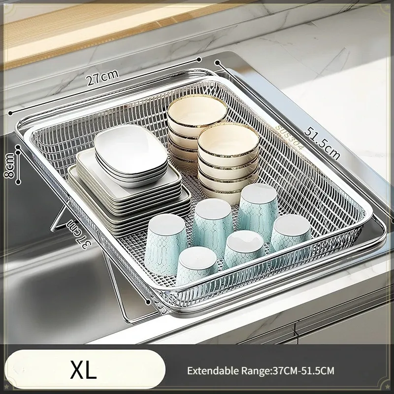 Égouttoir d'évier rétractable en acier inoxydable, antidérapant 6