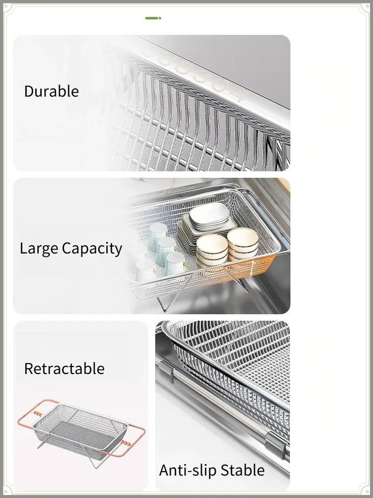 Égouttoir d'évier en acier inoxydable en situation de cuisine