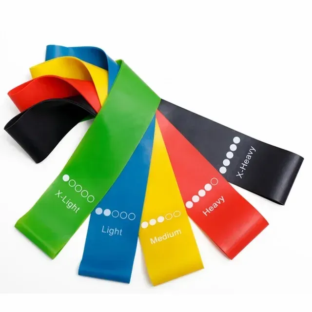 Ensemble de 5 bandes de résistance en latex pour l'entraînement à domicile et en salle, avec sac de transport 8