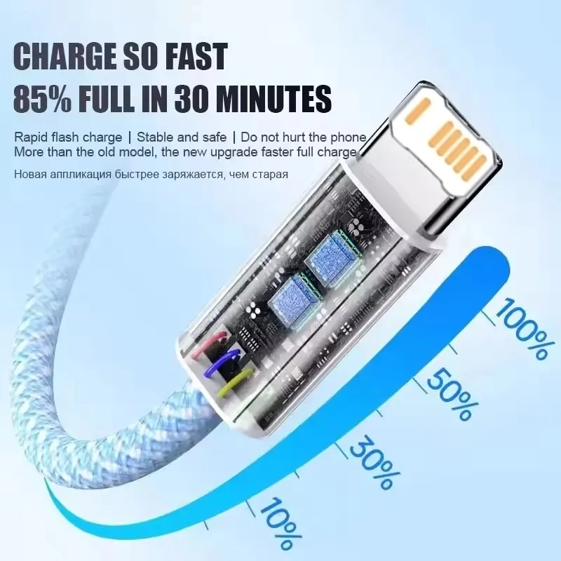 Câble de charge rapide tressé 35 W, 1 m, 2 m, USB-C vers Lightning, compatible iPhone 13, 14 Pro Max, 11, 12, mini, X, XR, XS Max, 7, 8 Plus 2