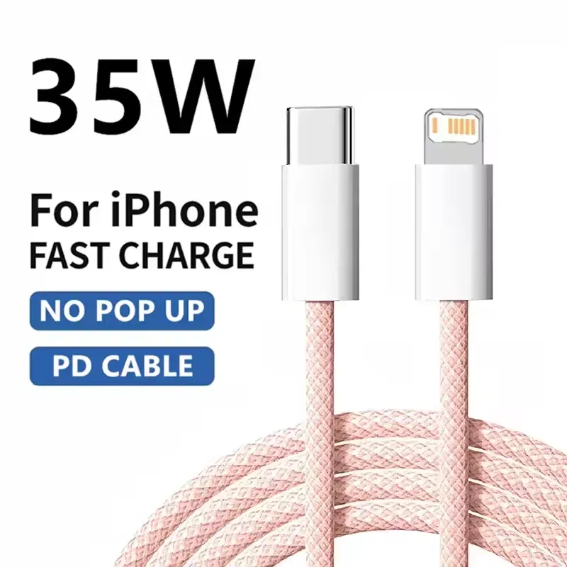 Câble de charge rapide tressé 35 W, 1 m, 2 m, USB-C vers Lightning, compatible iPhone 13, 14 Pro Max, 11, 12, mini, X, XR, XS Max, 7, 8 Plus 10