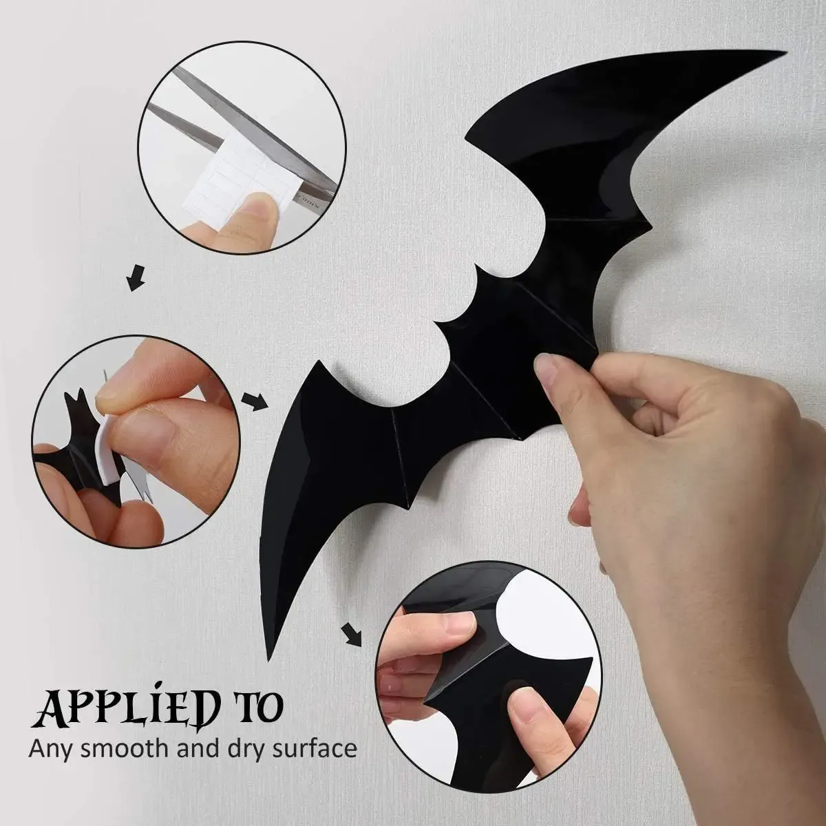 Ensemble de 12 stickers muraux 3D chauve-souris pour décoration d'Halloween, à placer sur meubles, fenêtres et extérieur 3