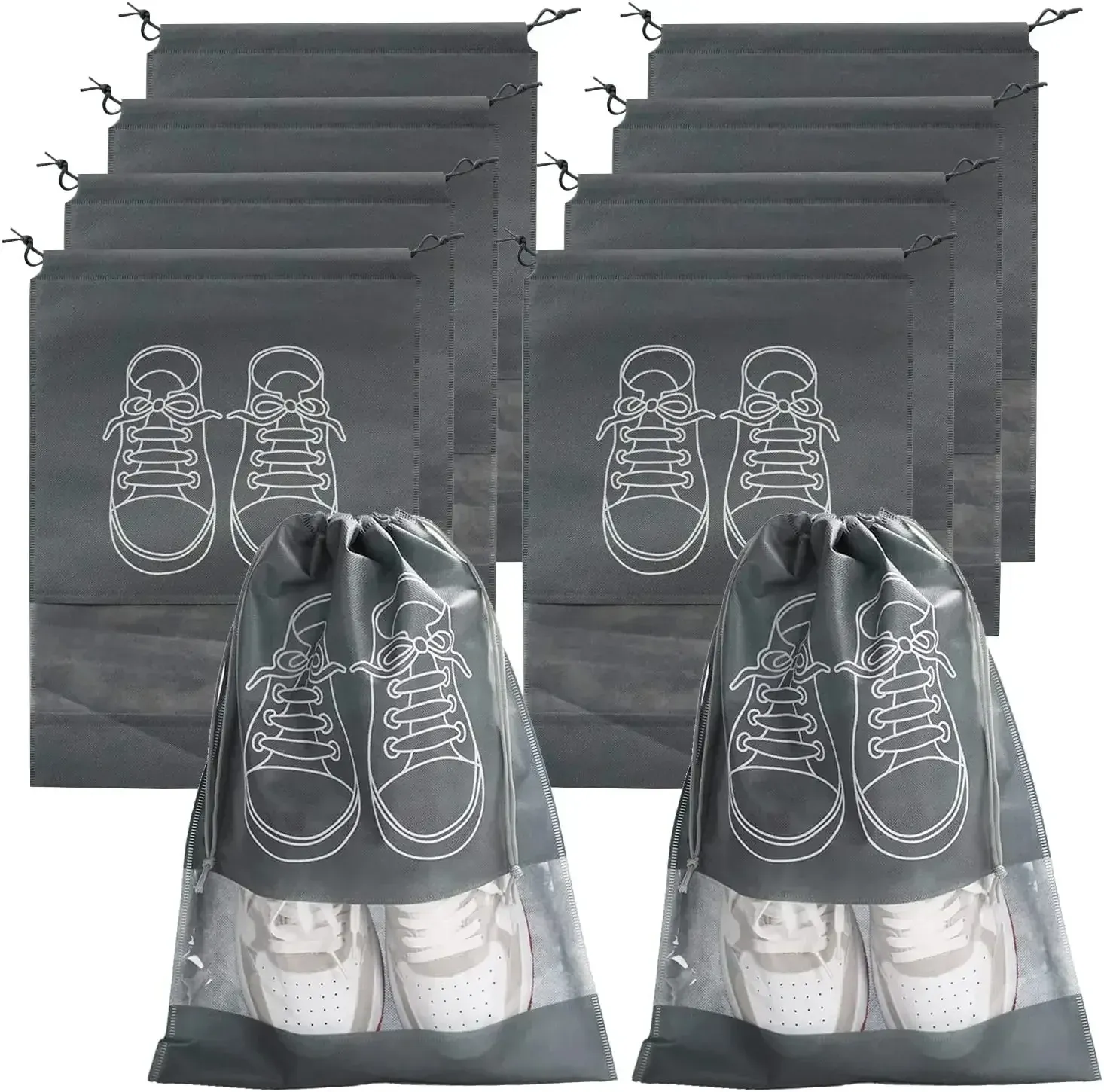 Sacs de rangement pour chaussures, lot de 10, sacs de rangement non tissés, housse de penderie portable pour voyage, pochette étanche pour vêtements, sac suspendu transparent 7