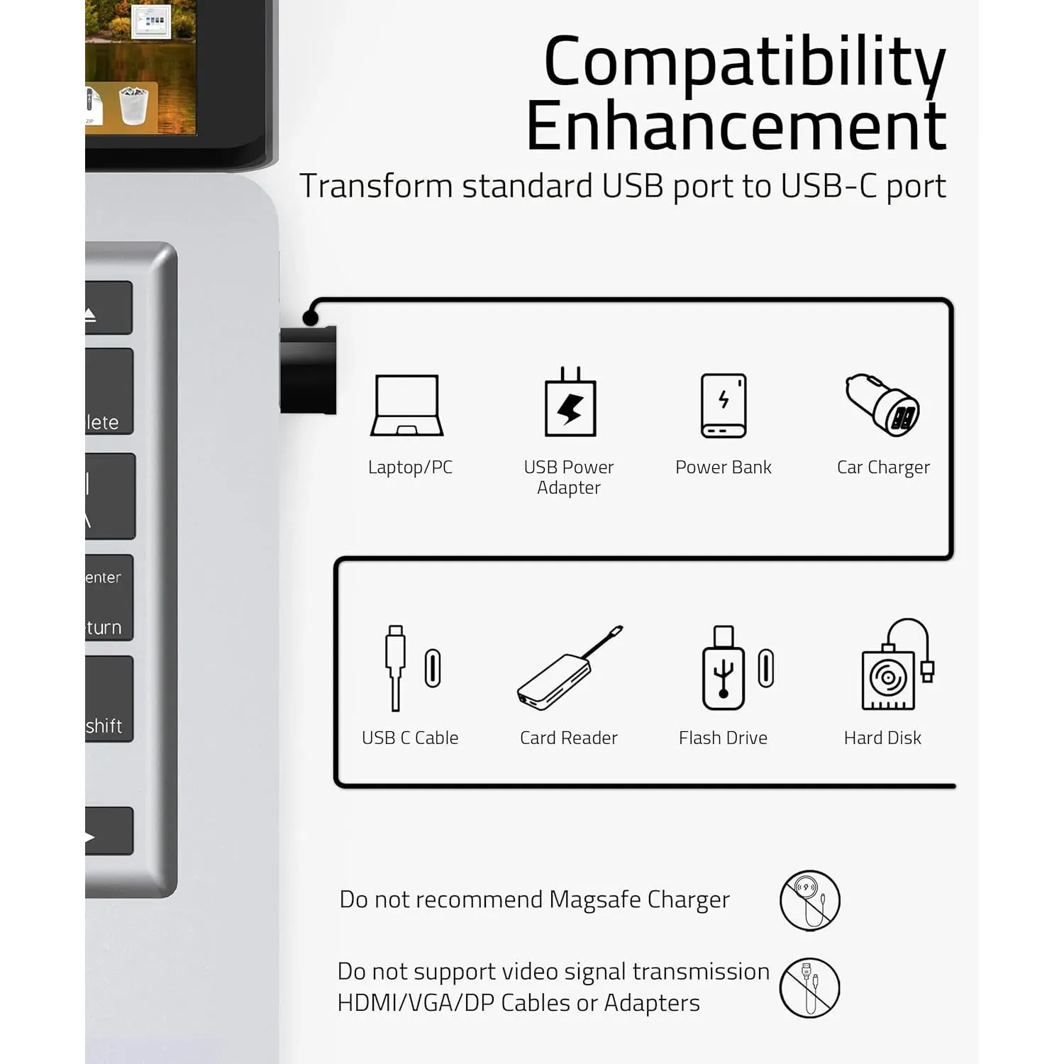 Adaptateur USB 2.0 vers USB-C, adaptateur USB-C femelle vers USB-A mâle, convertisseur de chargeur, adaptateur OTG compatible avec iPhone, iPad, Samsung 5