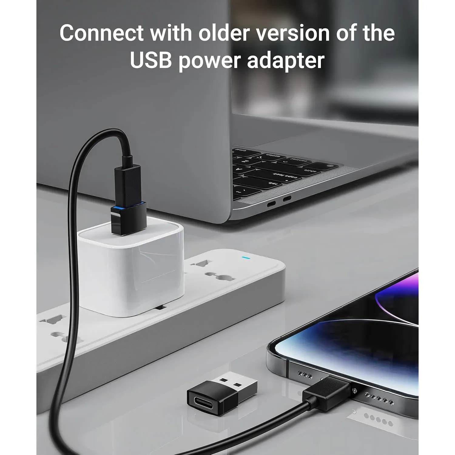 Adaptateur USB 2.0 vers USB-C, adaptateur USB-C femelle vers USB-A mâle, convertisseur de chargeur, adaptateur OTG compatible avec iPhone, iPad, Samsung 6