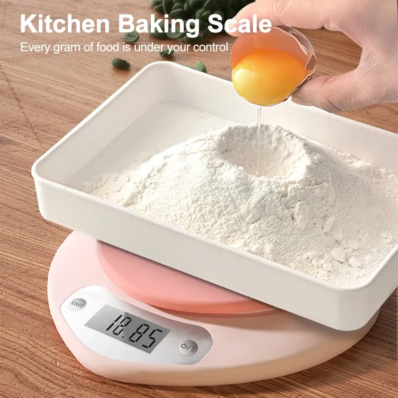 Balance de cuisine numérique portable en forme de cœur, rose, haute précision, 5 kg/1 g et 3 kg/0,1 g, écran LCD 2