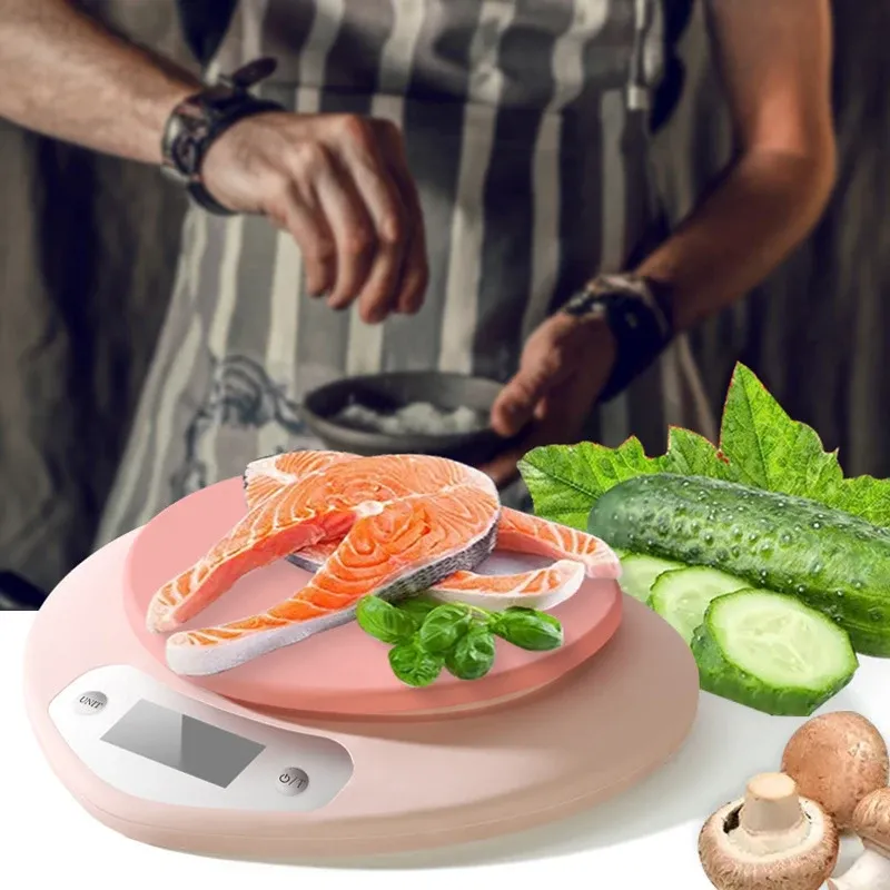 Balance de cuisine numérique portable en forme de cœur, rose, haute précision, 5 kg/1 g et 3 kg/0,1 g, écran LCD 4