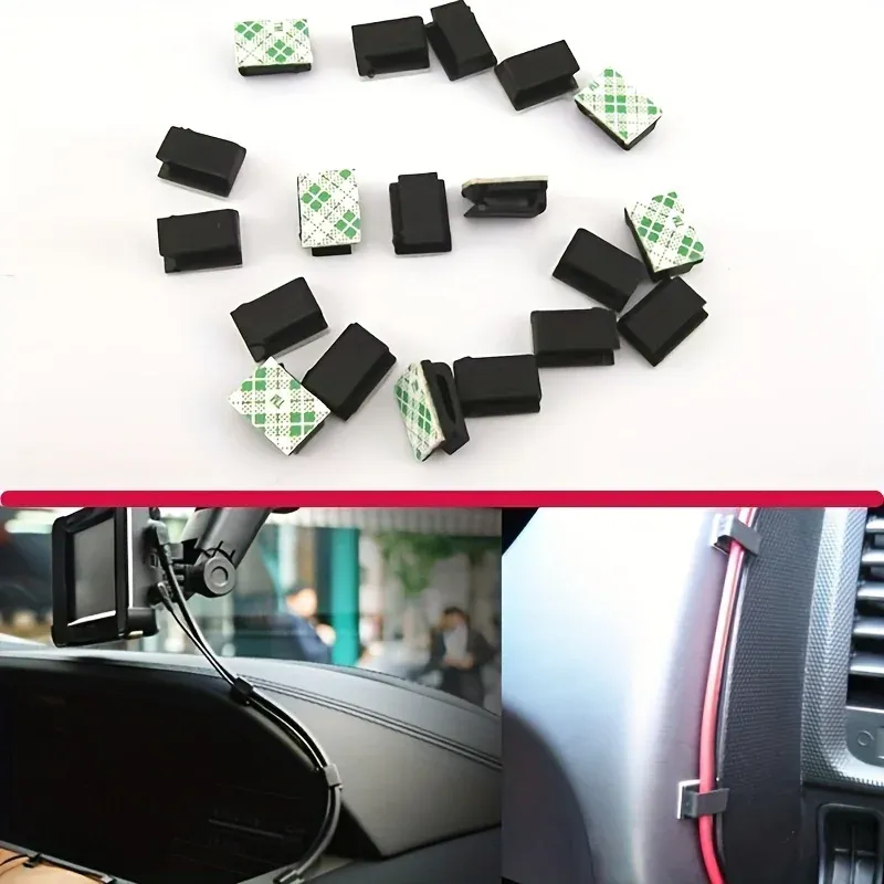 Lot de 50 clips adhésifs pour câbles de voiture, organisateur de fils pour GPS, données et éclairage 3