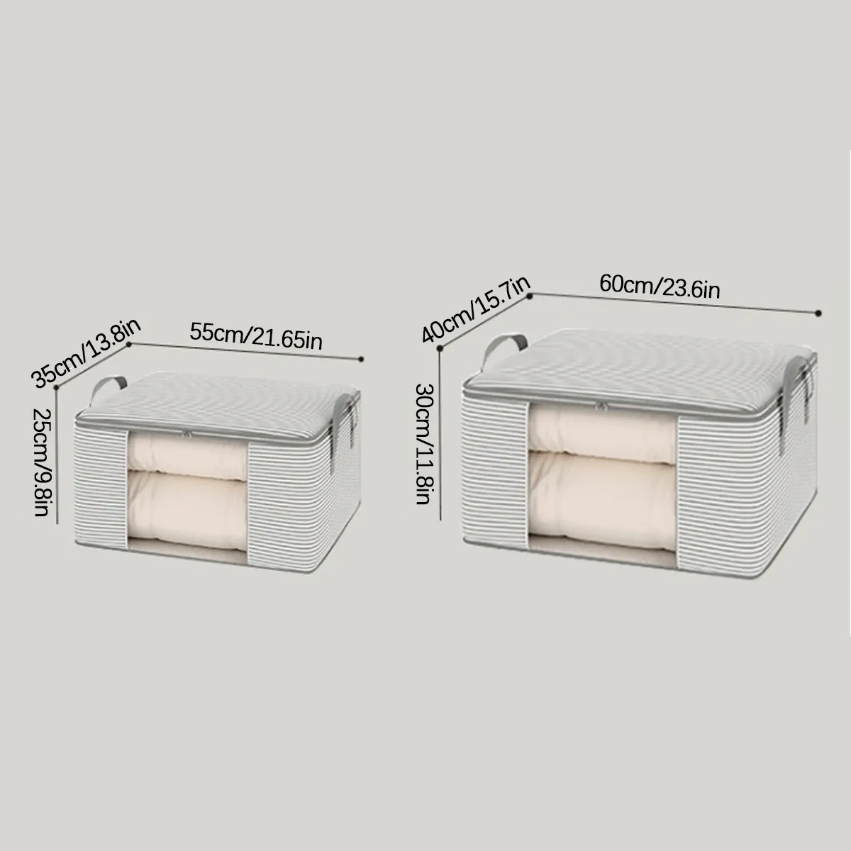 Boîte de rangement transparente de grande capacité, organisateur portable pour vêtements avec poignées, conteneur pliable anti-poussière à fermeture éclair pour couette 6