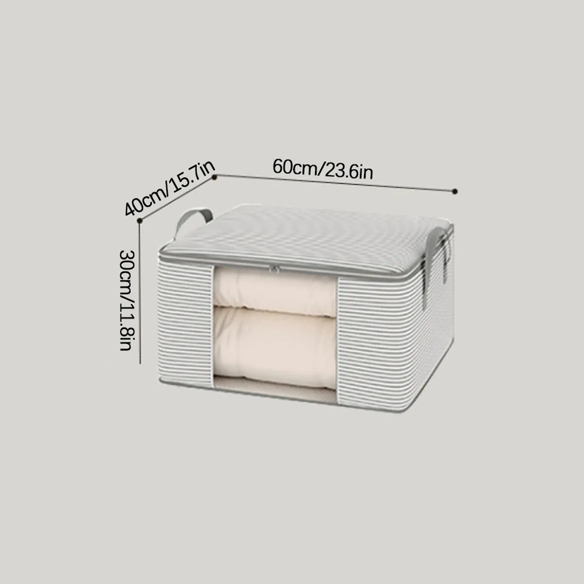 Boîte de rangement transparente de grande capacité, organisateur portable pour vêtements avec poignées, conteneur pliable anti-poussière à fermeture éclair pour couette 8