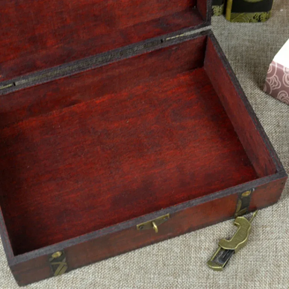 Boîte de rangement en bois naturel 23 x 16 x 7,5 cm au style rétro, idéale pour souvenirs et loisirs créatifs 4
