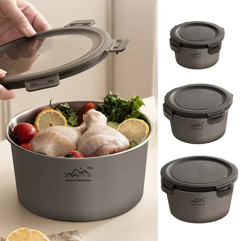 Boîte bento ronde pour camping, 300 à 1100 ml, contenant de conservation des aliments frais avec couvercle hermétique, adaptée à la congélation et au réchauffage, facile à nettoyer - Image 1
