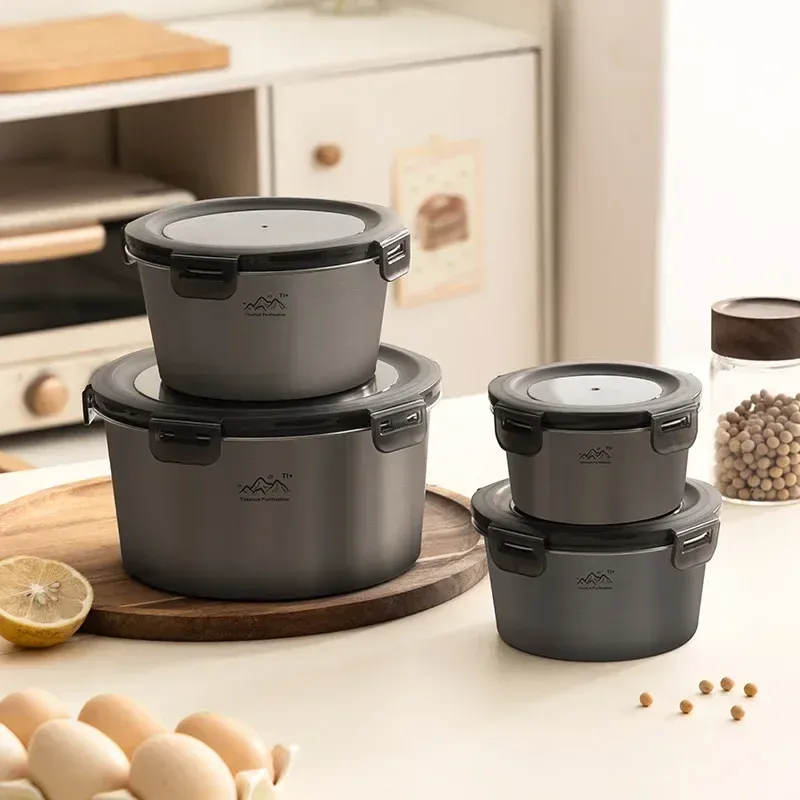 Boîte bento ronde pour camping, 300 à 1100 ml, contenant de conservation des aliments frais avec couvercle hermétique, adaptée à la congélation et au réchauffage, facile à nettoyer 3