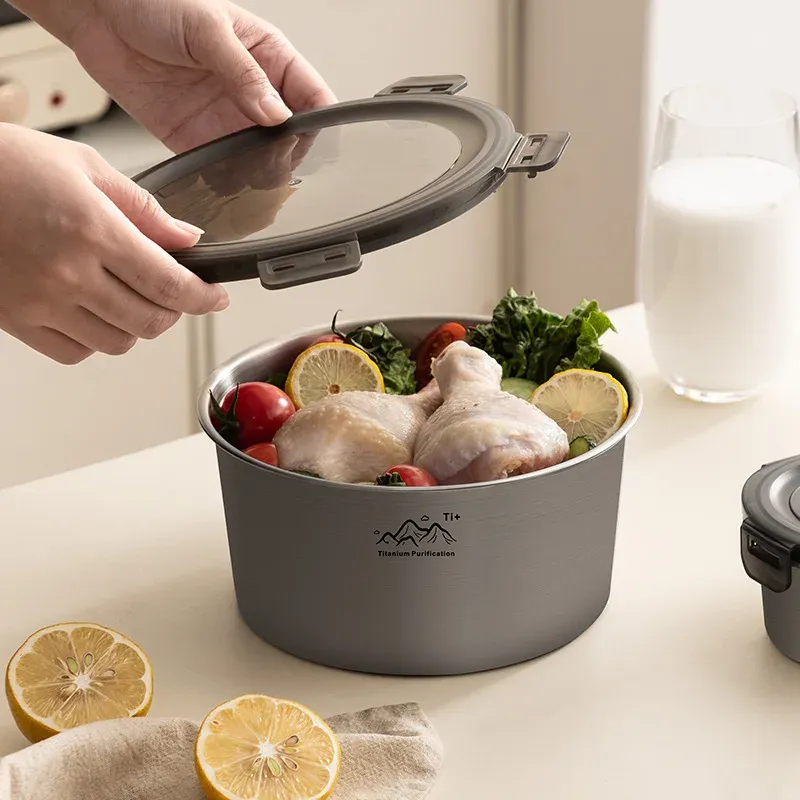Boîte bento ronde pour camping, 300 à 1100 ml, contenant de conservation des aliments frais avec couvercle hermétique, adaptée à la congélation et au réchauffage, facile à nettoyer 4