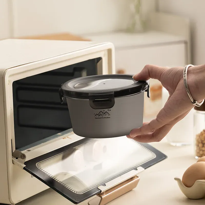 Boîte bento ronde pour camping, 300 à 1100 ml, contenant de conservation des aliments frais avec couvercle hermétique, adaptée à la congélation et au réchauffage, facile à nettoyer 6