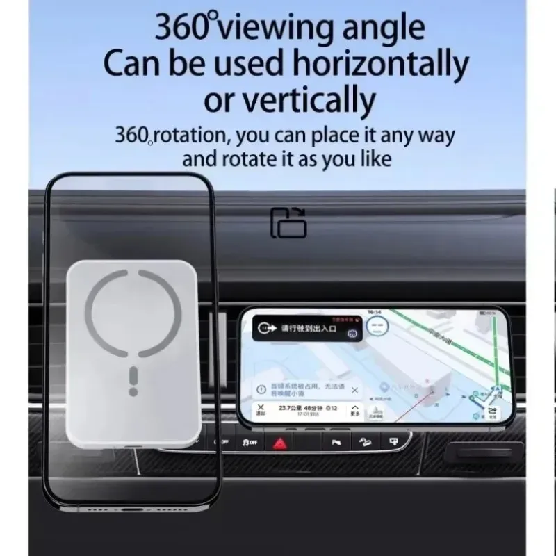 Support de téléphone magnétique sans fil pour grille d'aération de voiture avec charge rapide compatible iPhone MagSafe Pro Max 4