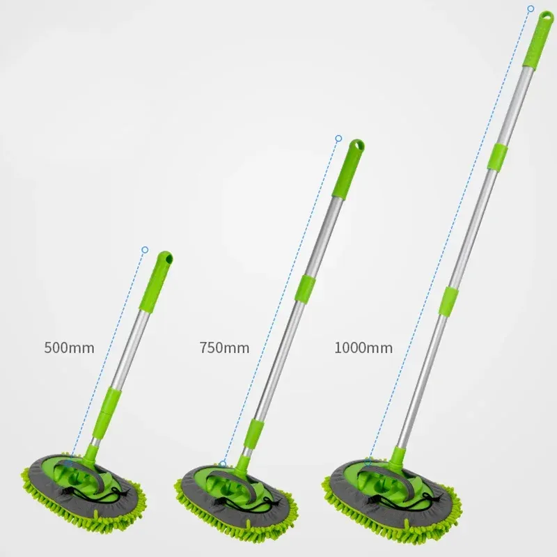 Brosse de nettoyage de voiture 2 en 1 à manche télescopique en alliage, plumeau et vadrouille de nettoyage 5