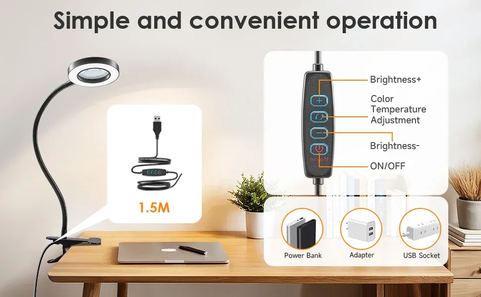 Loupe LED à col flexible en usage